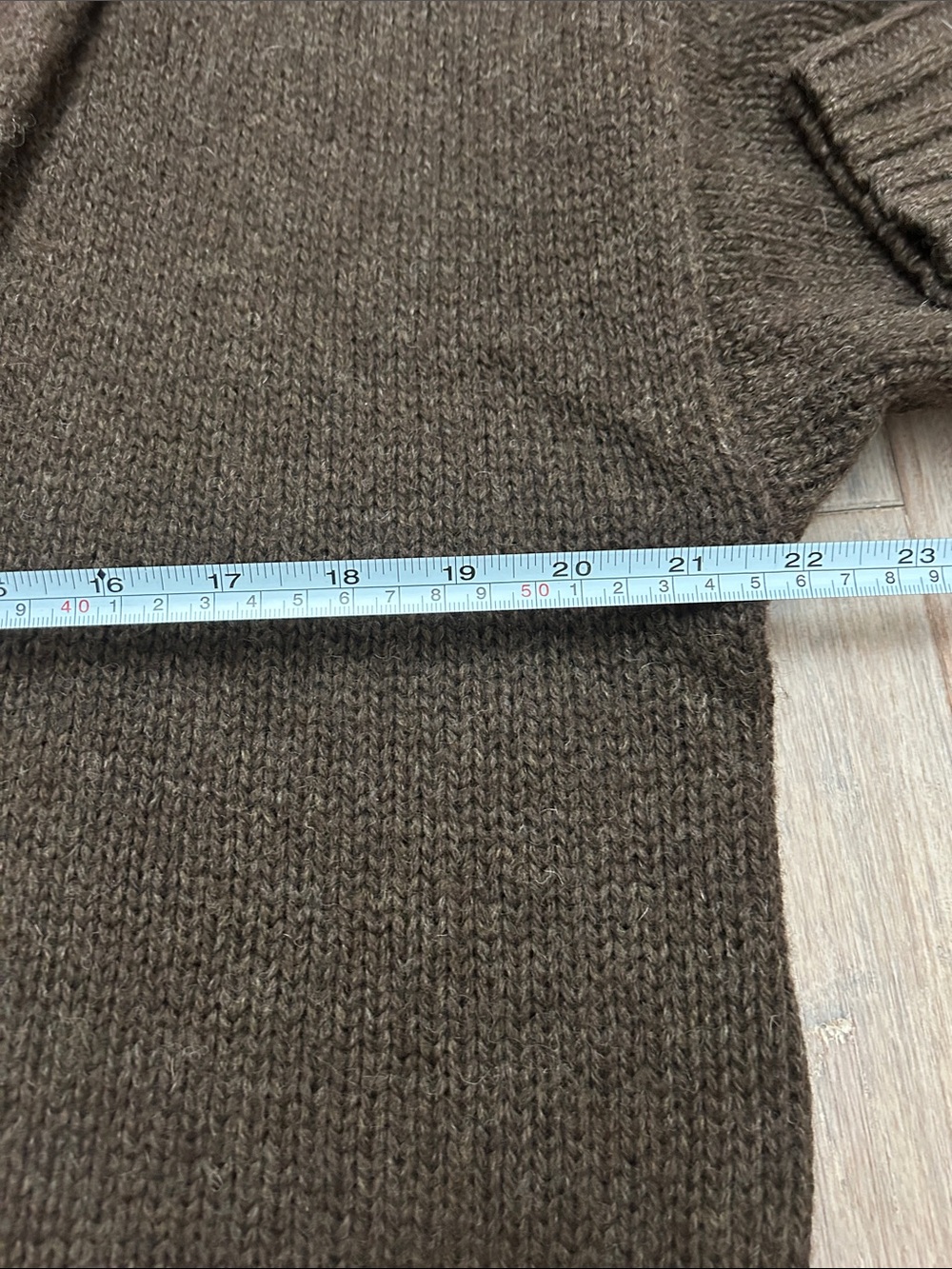 VTG Eddie Bauer Shawl Collar Button-Up Wool Cardigan Sweater Brown size M - Picture 13 of 16